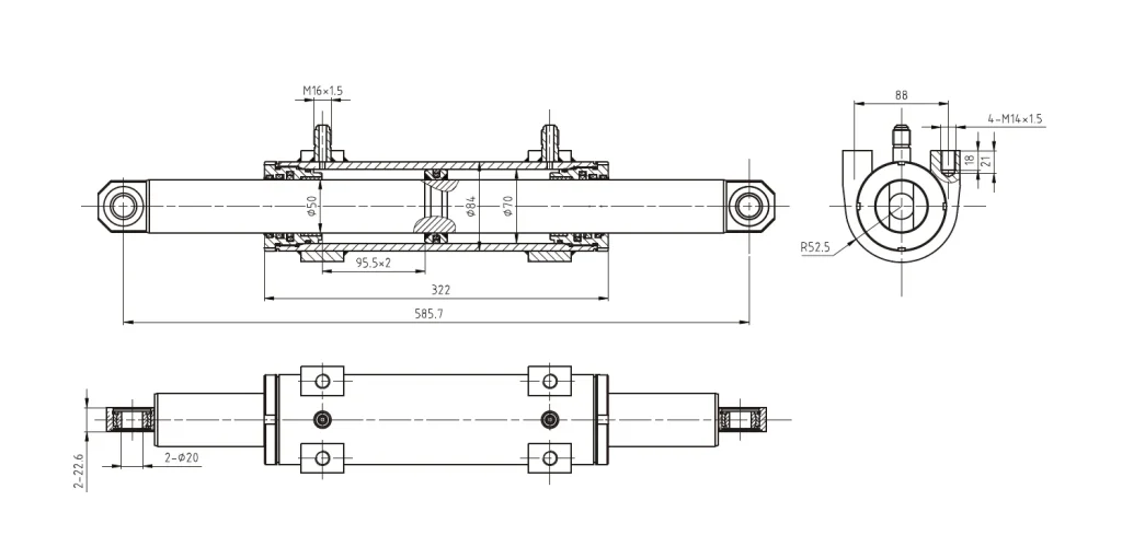 Forklift Steering Cylinder 16MPa 585.7mm CTC OEM Replacement hcyy11112002 forklift lifting cylinder 5